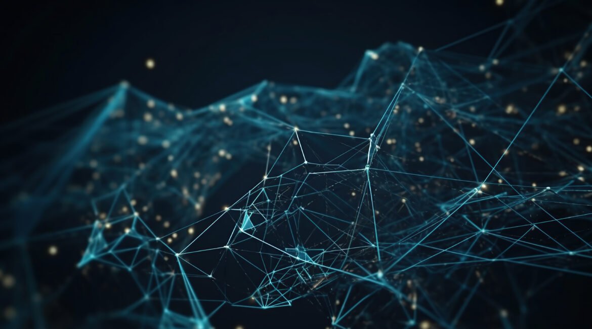 Linhas de comunicação, retratando o uso de geodados para explicar a localização de várias empresas.