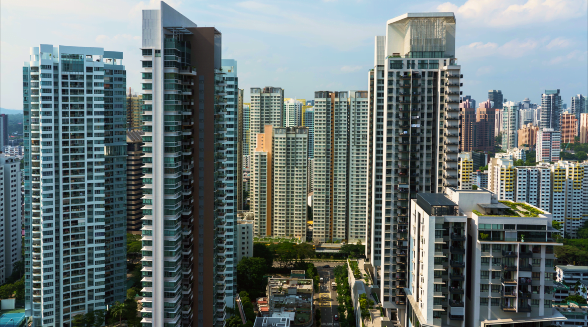 Imagem aérea representando o mercado Real Estate.